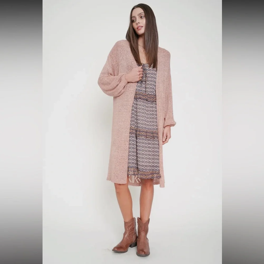 142. Cardigan Long Coral Ballon Sleeve Knit Oversized
S/M & M/L Available NEW - Picture 2 of 6